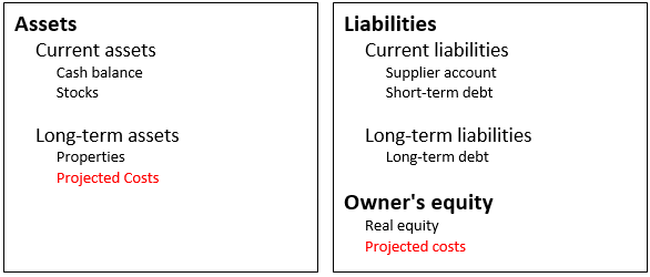 Figure 2 – Balance sheet of a company with the 